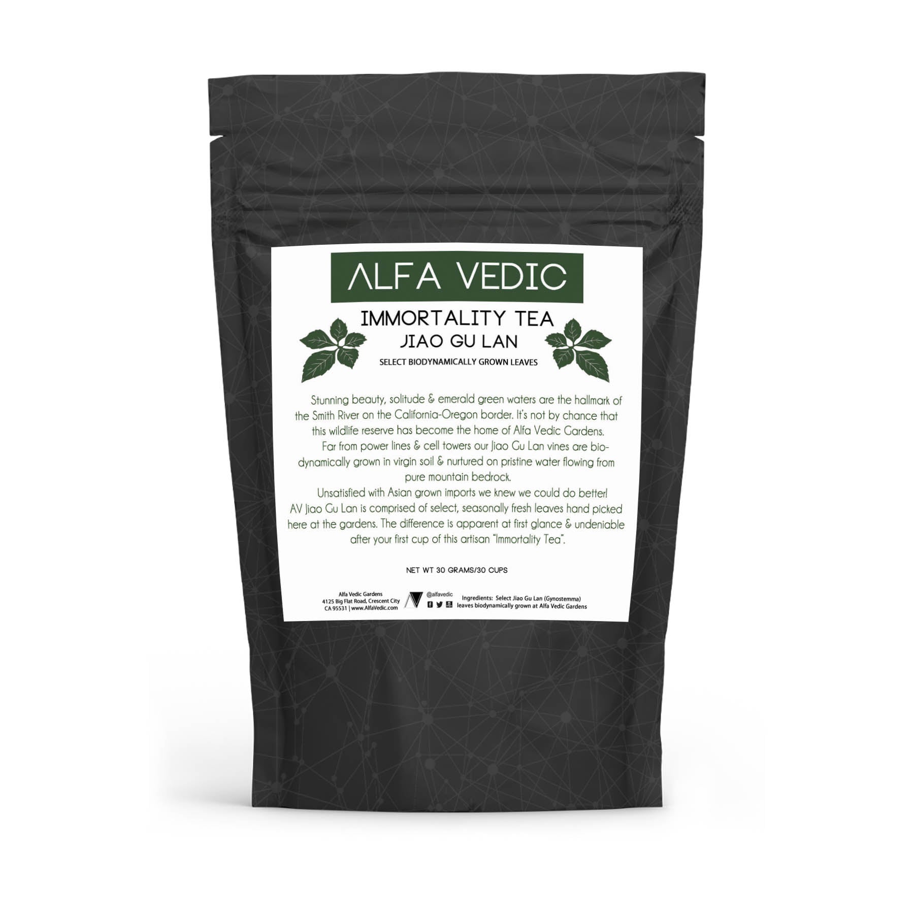 Alfa Vedic Gardens Biodynamically-Grown Jiao Gu Lan Immortality Tea